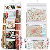 preiswerte Weihnachtslager-Hängender Geschenkpapier-Organizer, doppelseitiger Geschenkverpackungs-Organizer, Aufbewahrungsbehälter für Weihnachtsdekoration mit drehbarem Haken, großes Fassungsvermögen für Festtagsdeko, Bänder