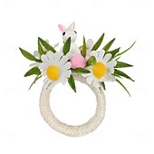 billiga Originella leksaker-6 st servettringar med påskhare, servetthållare med vårblommor och kanin, spräckliga ägg och prästkragar, bordsdekorationer i lantlig stil för påskmiddag, gröna servettringar