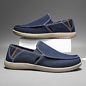 cheap Slip-On Casual Shoes-Men's Beige Canvas Slip-On Shoes, Soft Lightweight Construction, Minimalist Casual Style, Suitable for Everyday Wear, Travel &amp; Leisure