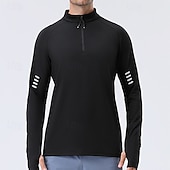 Χαμηλού Κόστους T-shirts και αμάνικα μπλουζάκια για τρέξιμο-Ανδρικά Μονόχρωμο Tricou de Alergat Μπλούζα συμπίεσης Άνοιξη Φθινόπωρο Κουμπώσου Μακρυμάνικο Γρήγορο Στέγνωμα Συμπίεση Ύγρανση Αναπνέει