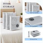 baratos armazenamento de bagagem e viagem-Conjunto de sacos de compressão a vácuo sem fio para viagem com bomba recarregável, cinza, reutilizáveis, transparentes, para organizar roupas, ideal para bagagem, armário e malas de viagem.