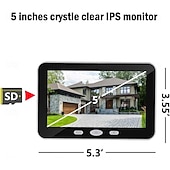 baratos Sistemas de Câmaras para Portas-Campainha com câmera e monitor portátil, alertas de reconhecimento humano ativo, alimentada por bateria.