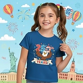  100% Baumwolle Kinder Mädchen Blau Schwarz Weiß Grafik Adler 250-jähriges Jubiläum T-Shirt Rundhalsausschnitt Kurzarm Urlaub Sport & Outdoor Alltagskleidung Aktiv Mode Lässig Drucken Sommer