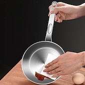cheap Cooking Utensils-316 Stainless Steel Mini Egg Pan with Pour Spout, Small Omelet Skillet for Butter and Sauces, Compatible with Gas and Induction Stoves, Hand Wash Only