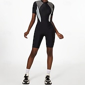 billige One Pieces Rash Guards-Dame Rash-guard One Pieces Lapper Ta igjen glidelåsen Boyleg Knelengde UV Beskyttelse Elastisk Kortermet Badetøy Badedrakt Surfing Snorkling Svømming Sommer