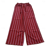 economico gamba larga e vita alta-Per donna Pantaloni Pantaloni Estivi Pantaloni Larghi Pantaloni da Spiaggia Vacanza Moda Essenziale Lunghezza intera Misura del girovita medio A righe Coulisse Gamba larga Righe Comodità Morbido