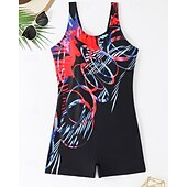 preiswerte One Pieces Rash Guards-Damen Mittel One Piece Rash Guards Badeanzug Badeanzüge Abstrakt Offener Rücken UV Schutz Elastisch Ärmellos Bademode Bodysuit Surfen Tauchen Schwimmen Sommer