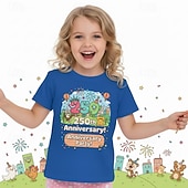  Mädchen 3D Grafik 250-jähriges Jubiläum T-Shirt Kurzarm 3D-Druck Sommer Frühling Sport Mode Streetwear Kinder 4-12 Jahre Rundhalsausschnitt Lässig Täglich Outdoor Normale Passform