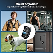 economico Action Camera-Mini telecamera da corpo Wi-Fi da 2,7K, telecamera POV con obiettivo rotante a 180°, mini telecamera sportiva con visualizzazione dello schermo HD da 1,47" per la registrazione quotidiana di riprese