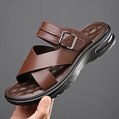 economico Infradito da Vacanza-sandali da uomo marroni con cinturini incrociati, comodi e resistenti, perfetti per i golfisti e le attività estive all'aperto