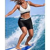 abordables Surfing Tankinis &amp; Bikinis-Mujer Conjuntos de bikini Traje de baño 2 Piezas Bloqueo de color Protección UV Elástico Sin Mangas Bañadores Traje de baño Surf Buceo Natación Verano