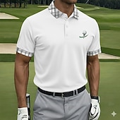  Homens Tecido Golf Camisas Polo Esportivas Manga Curta Camisas polo Camisas de colarinho Casual Roupa Esportiva Botões Primavera Verão Azul Branco Amarelo