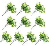cheap St. Patrick's Day-10pcs Artificial Shamrock Plants, Green Faux Clover Stems for Home, Office, Store &amp; Mall Decor, Ideal for Flower Arrangements, Weddings, Engagements, Anniversaries, Parties &amp; Year-Round Festive Decorations