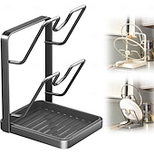 olcso Konyhai tárolás-konyhai edényfedő tárolóállvány, edényfedő vágódeszka tartó kivehető csepptálcával, helytakarékos konyhai edényfedő szervező állvány pultra