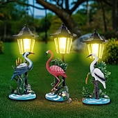 baratos Luzes de paisagem-1 flamingo solar à prova d'água para uso externo &amp;Luminária de resina em forma de guindaste, decoração para jardim, quintal, gramado e caminho, estátua de animal solar para iluminação paisagística,