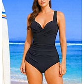economico Rash Guards Interi-Per donna Costume da bagno Costumi da bagno One Piece Tinta unita Scollo a V Leggero Elastico Traspirante Senza Maniche Costume da Bagno Surf Spiaggia Vacanze Estate
