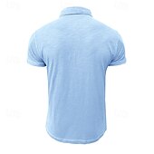 baratos Polo Clássico Masculino-Camisa polo masculina de algodão e bambu, estilo polo, casual, para trabalho, com gola polo e lapela, manga curta, básica, moderna, cor sólida, patchwork e botões, ideal para verão e primavera. &amp;polo