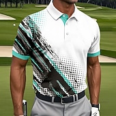economico Polo da golf da uomo-Per uomo Geometrico Golf Polo Sportivi Manica Corta Magliette polo Camicie con Colletto Casual Athleisure Bottoni Estate Primavera Blu Verde