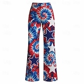  250ή Επέτειος ΗΠΑ Ρετρό / Βίντατζ Δεκαετία '70 Παντελόνια Παντελόνι με φαρδύ πόδι Χίπισσα Ντίσκο Ψηλή Μέση Φανταχτερή Φόρεμα Γυναικεία Μασκάρεμα 4η Ιουλίου Πάρτι Ημέρα της ανεξαρτησίας Ενηλίκων