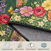 levne Doormaty-Velikonoční rohožka s roztomilým králíčkem obklopeným zářivými květinami a pozdravem Veselé Velikonoce, ideální pro jarní sváteční dekoraci.