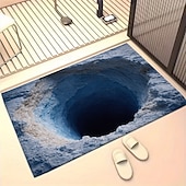 abordables Portes-Tapis d'entrée à illusion d'optique 3D, effet trou dans la glace bleu profond, impression plate 2D, style original et attrayant.