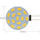 olcso Kéttűs LED-es izzók-G4 LED izzó, fehér/piros/kék/zöld színű kéttűs LED korong, JC oldalsó érintkezővel, 12V-24V AC/DC alacsony feszültség, CRI 85, 350 lumen 10 db