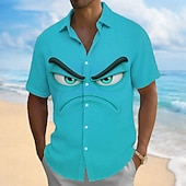 economico Modello 3D-Per uomo Illusione ottica Fantasia "Cartone 3D" Faccia arrabbiata Camicia Camicia con Bottoni Manica Corta Divertente Quotidiano Vacanza Estate Primavera Collo ripiegato Stampa 3D camicie con colletto