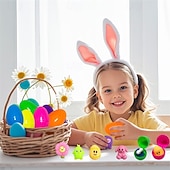 cheap Easter Eggs-24 Pack Easter Eggs Plastic Pre-Filled with Mochi Squishy Toys for Kids, Easter Egg Hunt Party Favors, Easter Basket Stuffers for Boys Girls Toddlers