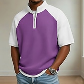  Férfi Gofris pólóingek Hétköznapi Szabadság Álló gallér Rövid ujjú Alap Modern Kockás Színes Színes Gombok Nyár Tavasz Laza fit Medence Fekete Sötétkék Bíbor Lóhere Szürke Gofris pólóingek