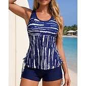 abordables Surfing Tankinis &amp; Bikinis-Mujer Traje de baño Tankini 2 Piezas Impreso Boyleg Secado rápido Elástico Sin Mangas Bañadores Traje de baño Surf Playa Natación Verano