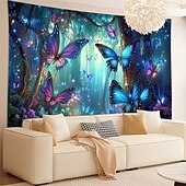 economico Arazzi da parete-Arazzo da parete con farfalle, estetica, foresta incantata, paesaggio misterioso luminoso, per camera da letto, soggiorno, dormitorio, arredamento per la casa