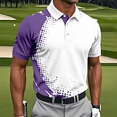 olcso Férfi golfpóló-Férfi Geometriai Golf Sportpólóingek Rövid ujjú Pólóingek Galléros ingek Alkalmi Sportruházat Gombok Nyár Tavasz Medence Fekete Rubin