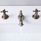 abordables Robinets de lavabo-Robinet de lavabo - Séparé Électroplaqué Diffusion large Deux poignées trois trousBath Taps