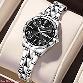 abordables Montres à quartz-Les montres à quartz pour femmes sont à la mode décontractées et élégantes équipées de décorations en strass et de cadrans lumineux à double calendrier ce qui en fait le meilleur choix de cadeau pour