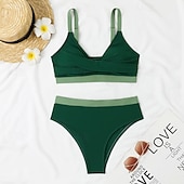 お買い得  サーフィンタンクiniとビキニ-女性用 標準 サーフィン用タンキニ＆ビキニ 水着 2個 カラーブロッキング オープンバック UVプロテクション 弾性ある ノースリーブ スイムウェア サーフィン 潜水 水泳 夏