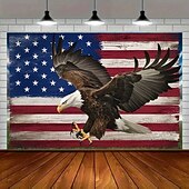  Arte en lienzo de poliéster de la bandera estadounidense y el águila calva decoración de pared duradera de 75gsm decoración versátil para todas las estaciones suministros para pancartas de fiestas