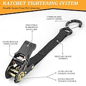 halpa Koiran tarvikkeet matkalle-kuorma-auton lavan koiranhihna kahdelle koiralle, räikkäkiristys säädettävä kaksinkertainen turvallinen kuorma-auton lavan koiranhihnajärjestelmä lava-autoihin, katumaastureihin ja henkilöautoihin