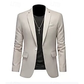 ieftine Sacouri clasice pentru bărbați-Bărbați Jachetă blazer Casual Zilnic În aer liber Elegant Modă Primăvară Toate Sezoanele POLY Culoare solidă minimalist Casul / Zilnic Un singur rând, un nasture Blazer Roz Deschis Kaki Deschis Negru