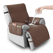 billige Reclinerdeksel-100 % vanntett sofatrekk lenestoltrekk lenestoltrekk sklisikkert hundestoltrekk møbelbeskytter vaskbart trekk med lomme elastiske stropper for kjæledyr hunder (mørk grå, 23,6")