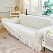 voordelige Sofadoek-Sokkenhoes van elastische jacquardstof met rokzoom, geschikt voor L-vormige banken, hoekbeschermer voor woonkamerbanken, antislip, wasbaar en stofwerend. Geschikt voor 1, 2, 3 of 4 zitplaatsen.