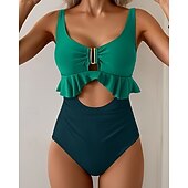 abordables Surfing Tankinis &amp; Bikinis-Mujer Traje de baño 2 Piezas Trajes de baño Color sólido Secado rápido Alta elasticidad Sin Mangas Bañadores Traje de baño Surf Playa Natación Verano