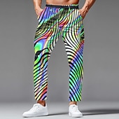 Недорогие мужские классические брюки с 3D-принтом-Вторник на масляной неделе Муж. Радужный Ослепительный цвет Карнавал Штаны Костюм Костюм Брюки Нормальная Мода Повседневная Праздники Узкие брюки с карманами Весна Осень 3D печать Лиловый Зеленый