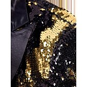 cheap Tuxedos-Men's Tuxedo Closure collar Party Sparkle Sequin Solid Colored Blazer Blue Red Gold Tailored Fit Double Breasted Six-buttons