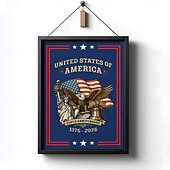 abordables Hasta 30 $-Cartel de aniversario 250 de EE.UU. cartel de cumpleaños americano pancarta de cartel del Día de la Independencia de EE.UU. águila campana Estatua de la Libertad patriota