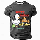  Scusa il ritardo, i suoi tempi non sono miei Ecclesiaste 3 1 divertente anatra cristiana nera uomo maglietta a maniche corte abbigliamento abbigliamento s m l xl xxl xxxl