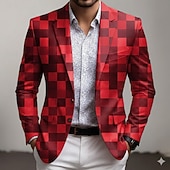 economico Blazer Stampati da Uomo-Per uomo Geometrico Giacca blazer Cappotto Confortevole Traspirante Artistico Casual Casuale Quotidiano Abbigliamento da sera Stampa 3D Bottoni Multi-tasche Autunno &amp; Inverno Primavera Dentellato