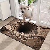 Недорогие Коврики-Трехмерный коврик с оптической иллюзией, глубоким отверстием и эффектом потрескавшегося камня, двухмерная плоская печать для эффектного украшения прихожей.