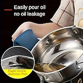 voordelige Kookgerei-Friteuse van 304 roestvrij staal met temperatuurregeling, multifunctionele oliebesparende frituurpan met uitneembaar filtermandje, universele voet voor gasfornuis &amp;inductiekookplaten, frituurpan van