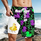  Ανδρικά Μικρή κίτρινη πάπια Αστείος Πάπια από καουτσούκ Σορτς με επένδυση Σορτς κολύμβησης 2 σε 1 Σορτσάκια Κολύμβησης Μεσαία Μέση Χαβανέζα Διακοπές στην παραλία