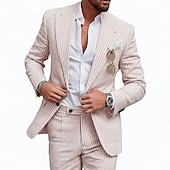  Мужские деловые пляжные свадебные костюмы из секрета с пикантным лацканом розовый небесно-голубой легкие полосатые костюмы с приталенным кроем 2 предмета однобортные на двух пуговицах